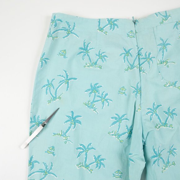 Vintage LILLY PULITZER tropical teal palm tree ultra-lightweight capris size 4 - Picture 9 of 10